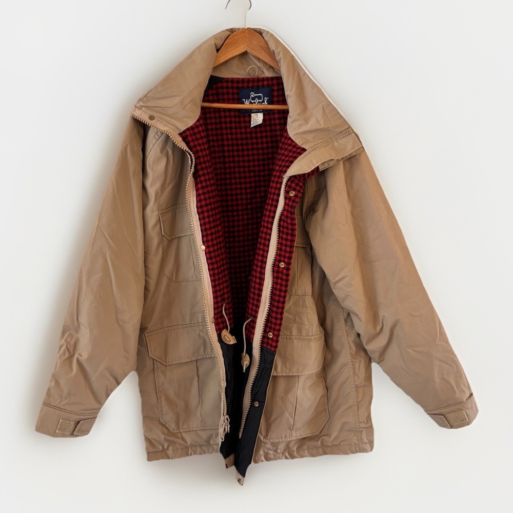 Vintage Woolrich Field Chore Coat Jacket Canvas‎ Flannel Mens Large Wool Lining